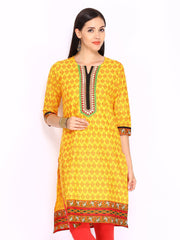 Shree Women Yellow Printed Kurta
