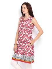 Shree Women White &amp; Pink Printed Kurta
