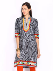 Shree Women Grey &amp; Black Printed Kurta