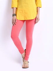 Shree Women Coral Pink Cotton Leggings
