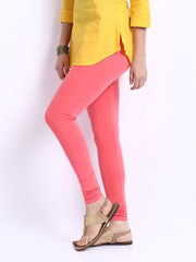 Shree Women Coral Pink Cotton Leggings