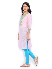 Shree Women Light Pink &amp; White Printed Kurta