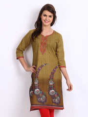 Shree Women Mustard Brown Printed Kurta