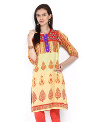 Shree Women Yellow Printed Kurta