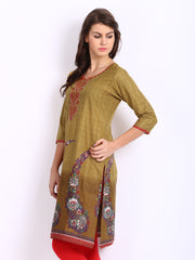 Shree Women Mustard Brown Printed Kurta