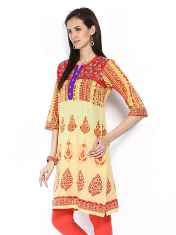 Shree Women Yellow Printed Kurta