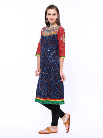 Shree Women Navy Printed Anarkali Kurta