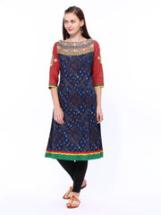 Shree Women Navy Printed Anarkali Kurta