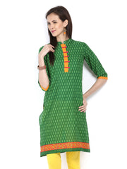 Shree Women Green &amp; White Printed Kurta