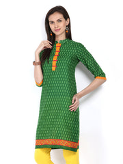Shree Women Green &amp; White Printed Kurta
