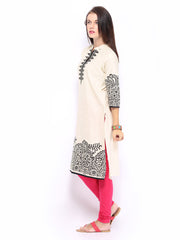Shree Women Off-White &amp; Black Printed Kurta