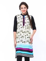 Shree Women Off-White &amp; Black Printed Kurta