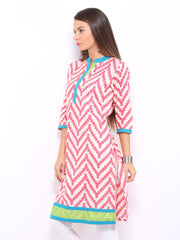 Shree Women Off-White &amp; Pink Printed Kurta