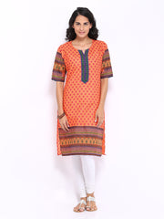 Shree Women Orange &amp; Maroon Printed Kurta