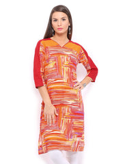 Shree Women Orange &amp; Red Printed Kurta