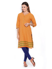 Shree Women Orange &amp; Yellow Printed Kurta