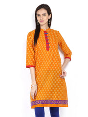 Shree Women Orange Printed Kurta