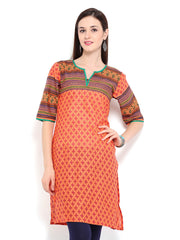 Shree Women Orange Printed Kurta