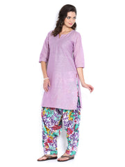 Shree Women Purple &amp; Multi-Coloured Floral Print Patiala Kurta Set
