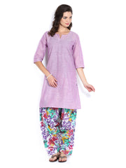 Shree Women Purple &amp; Multi-Coloured Floral Print Patiala Kurta Set