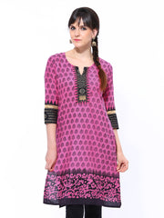 Shree Women Pink &amp; Black Printed Kurta