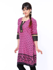 Shree Women Pink &amp; Black Printed Kurta