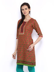 Shree Women Pink &amp; Green Printed Kurta