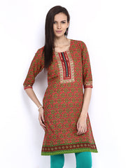 Shree Women Pink &amp; Green Printed Kurta