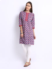 Shree Women Pink &amp; Off-White Printed Churidar Kurta