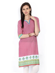 Shree Women Pink &amp; White Printed Kurta