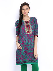 Shree Women Purple &amp; Blue Printed Kurta