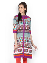 Shree Women Purple &amp; Blue Printed Kurta