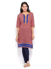 Shree Women Red &amp; Blue Printed Kurta
