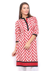 Shree Women Red &amp; Off-White Printed Kurta