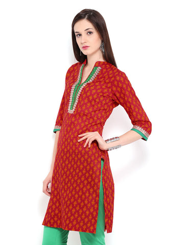 Shree Women Red &amp; Orange Printed Kurta