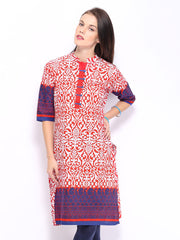Shree Women Red &amp; White Printed Kurta
