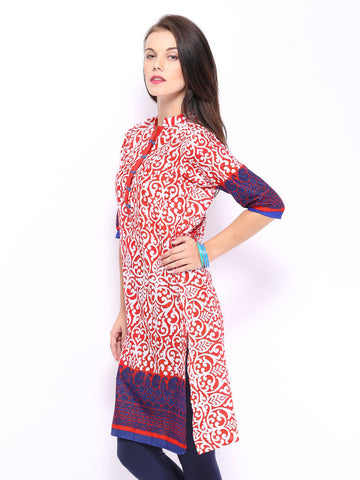 Shree Women Red &amp; White Printed Kurta