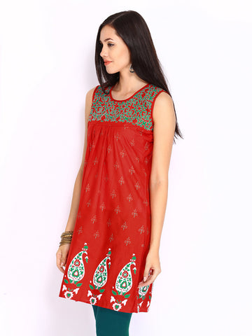 Shree Women Red Printed Kurta