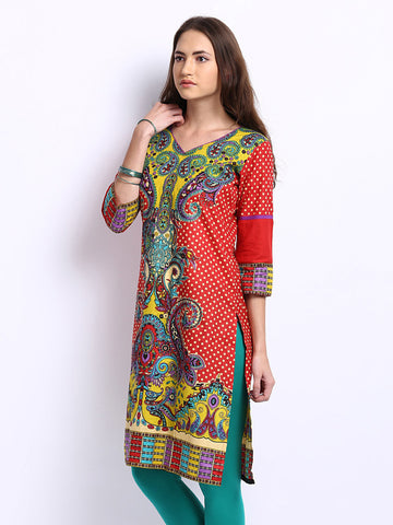 Shree Women Red Printed Kurta