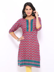 Shree Women Red &amp; Blue Printed Kurta
