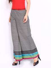 Shree Black &amp; White Striped Palazzo Pants