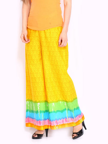 Shree Yellow &amp; Orange Printed Palazzo Pants