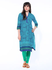 Shree Women Turquoise Blue Printed Kurta