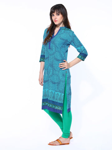 Shree Women Turquoise Blue Printed Kurta