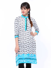 Shree Women White &amp; Grey Camel Print Kurta