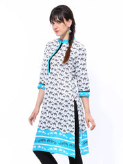 Shree Women White &amp; Grey Camel Print Kurta