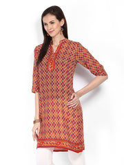 Shree Women Orange &amp; Red Printed Kurta