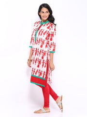 Shree Women White &amp; Red Printed Kurta
