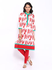 Shree Women White &amp; Red Printed Kurta