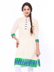 Shree Women White &amp; Yellow Printed Kurta